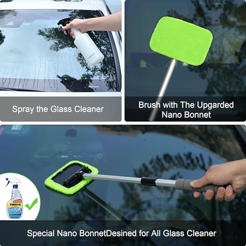 XINDELL Windshield Cleaning Tool for Car –ch Extendable Handle 27in Green