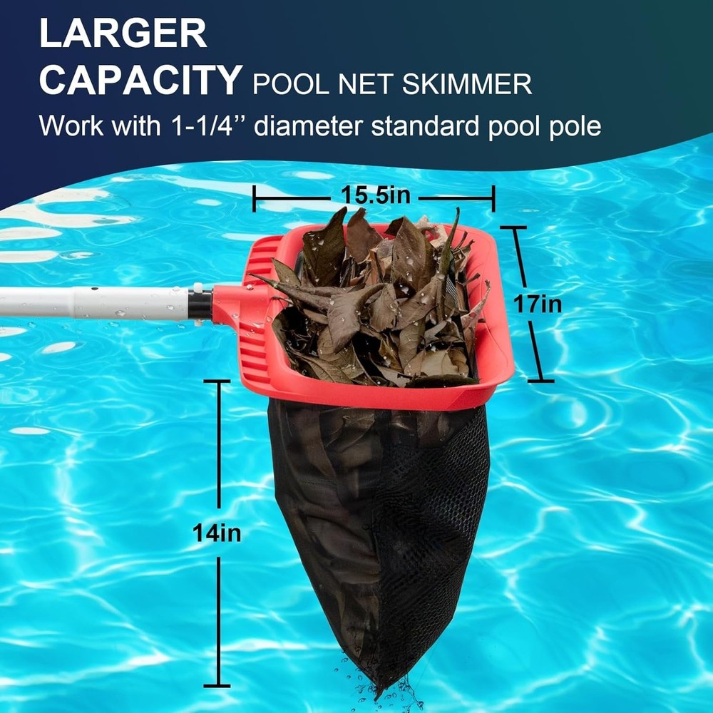 Upgraded Pool Skimmer Net - Double-Layer, Reinforced Frame for Easy Cleaning