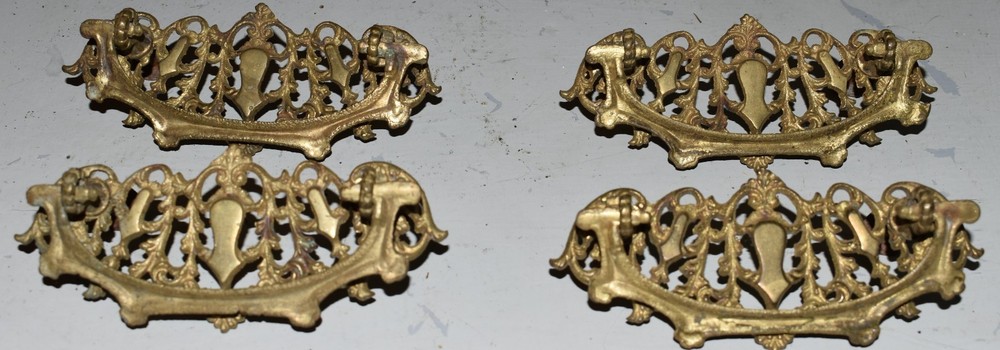 Antique Drawer Pull Drop Bail Solid Brass Ornate
