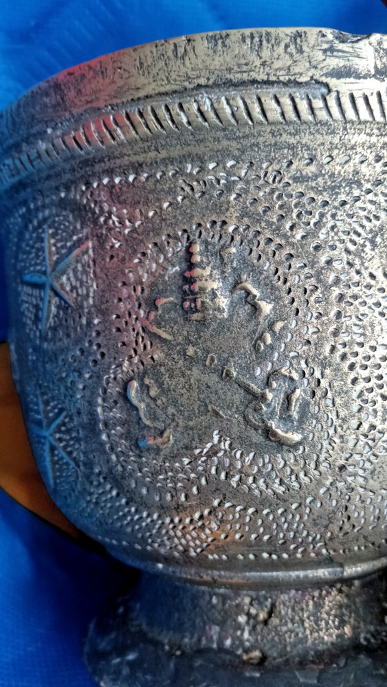 Middle Eastern Copper Bowl with Christian Symbolism