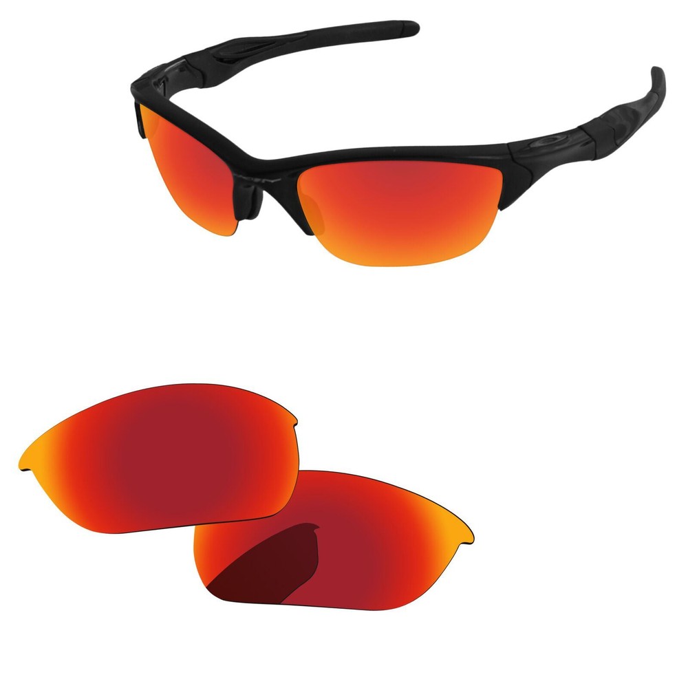 Grey Rubber Kit+Fire Red Polarized Replacement Lenses For-Oakley Half Jacket 2.0