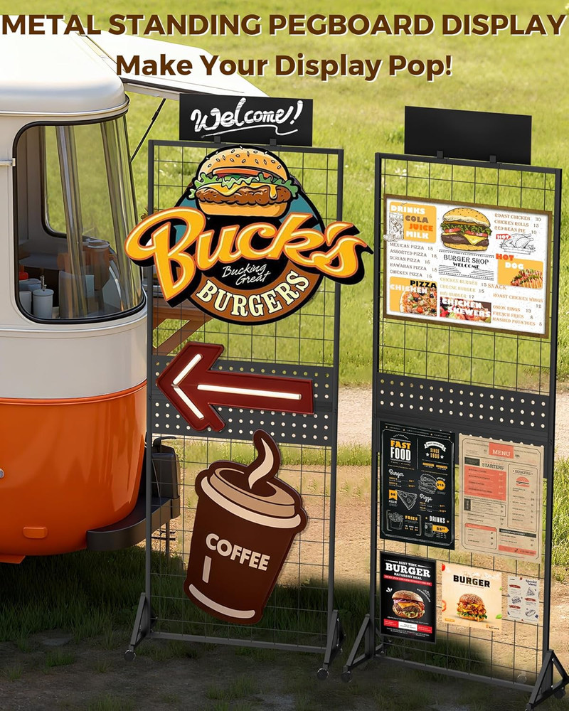 6' X 2' Grid Wall Panel Display Stand with Wheels for Home & Retail Use
