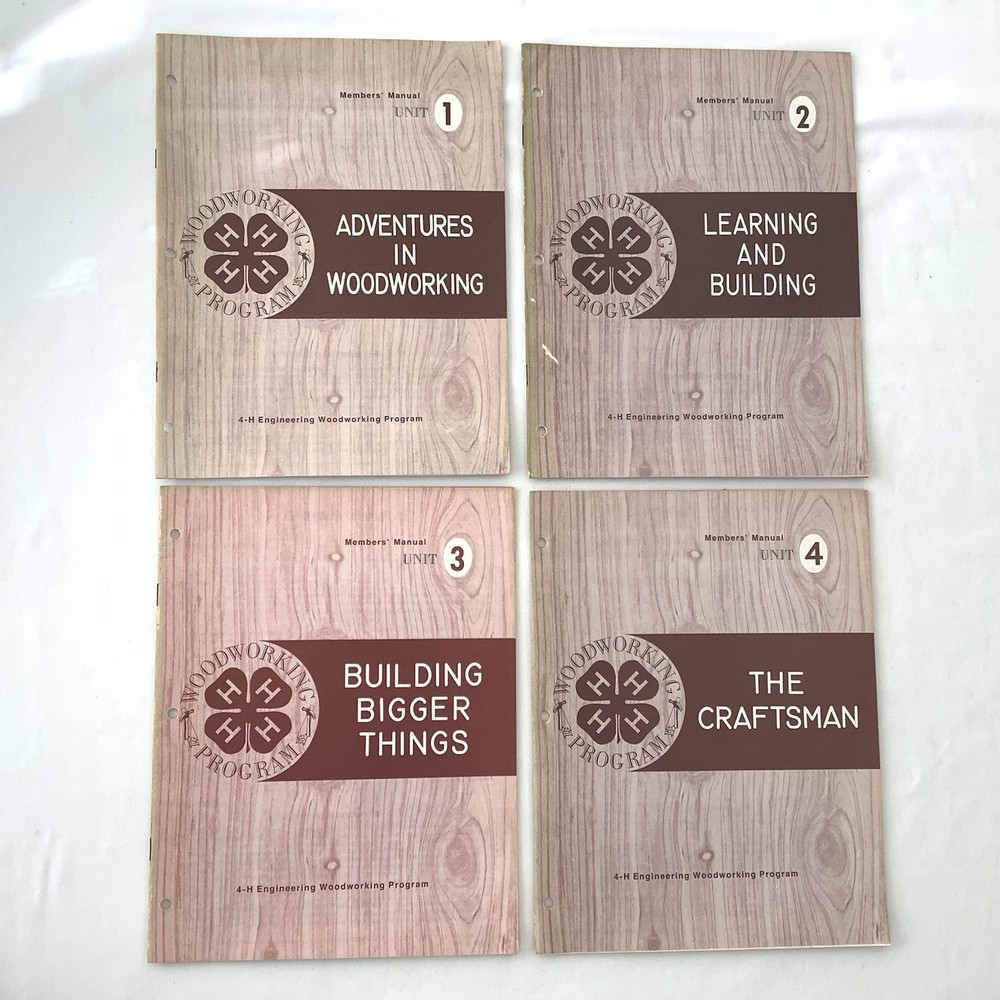 Vintage 4-H Woodworking Manuals Complete Set Units 1-4 Carpentry Program
