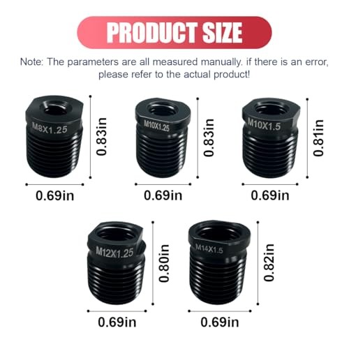 5PCS Gear Shift Knob Thread Adapter Kit - Aluminum Alloy Universal Manual Black