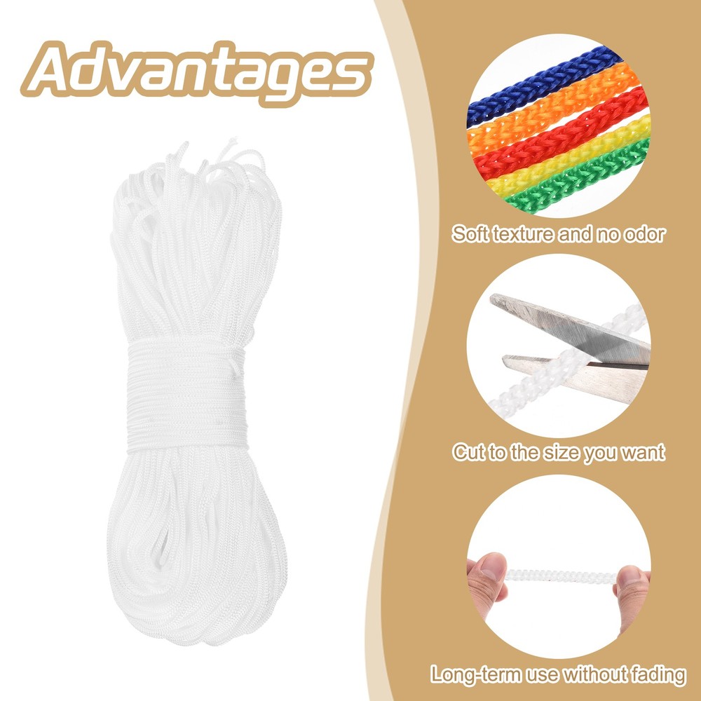 Macrame Cord 2.5mm x 109 Yard, Polyester Macrame Rope Twisted Macrame Yarn-White