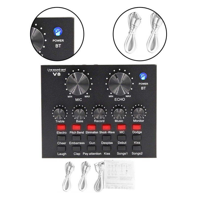 Convenient V8 Sound Card Set for Easy Storage Advanced Audio Technology