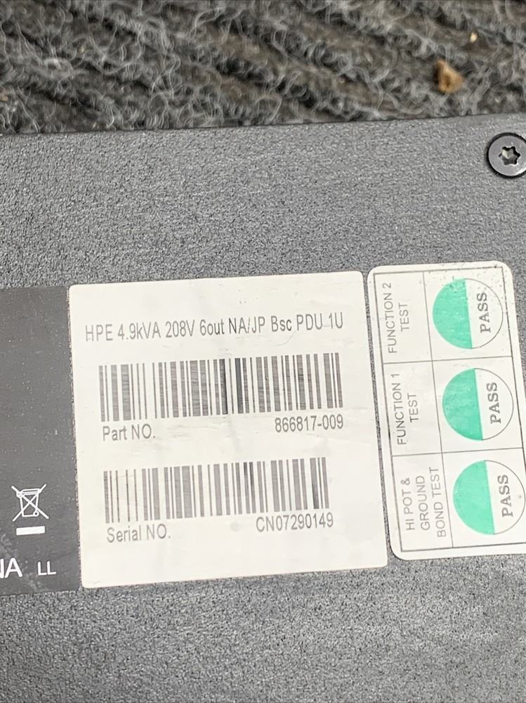 HPe P9Q39A 4.9KVA Basic PDU Input 6 Power Distribution unit