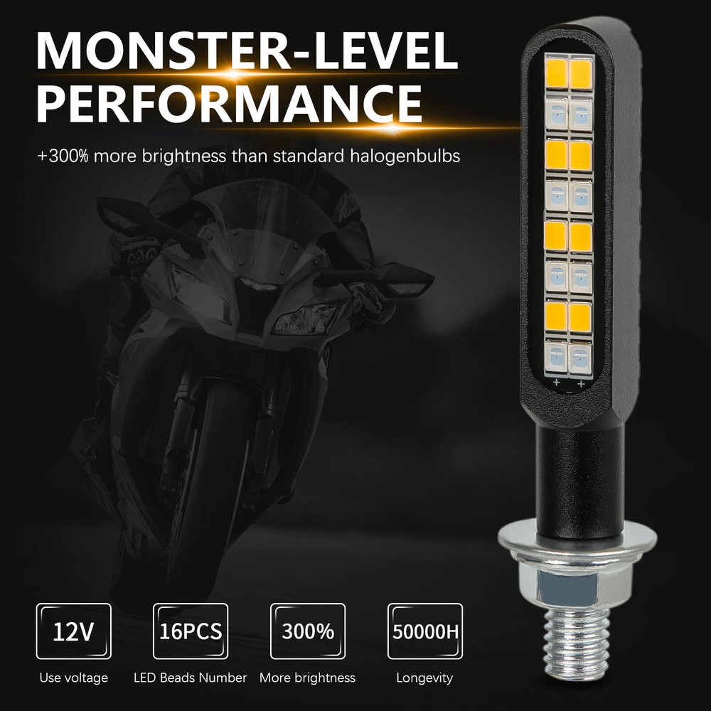 Motorcycle LED Turn Signal Light Sequential Flowing Amber Red Tail Light Blinker