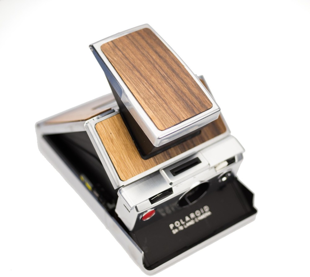 Polaroid SX-70 Silver Body - Walnut Wood Replacement Cover