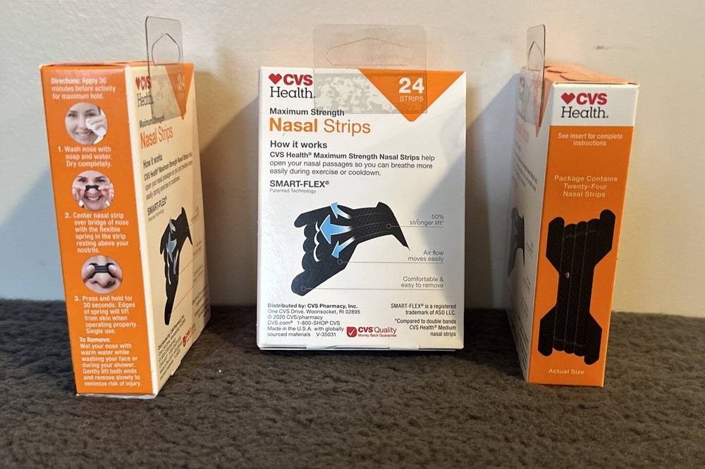 3-CVS Health Maximum Strength Nasal Strips, 24 Ct. Size S-M