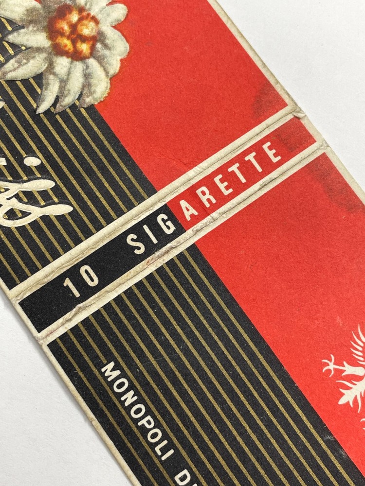 C) VTG Empty Cigarette Pack Thin Cardboard Label Wrapper Box EDELWEISS Italy