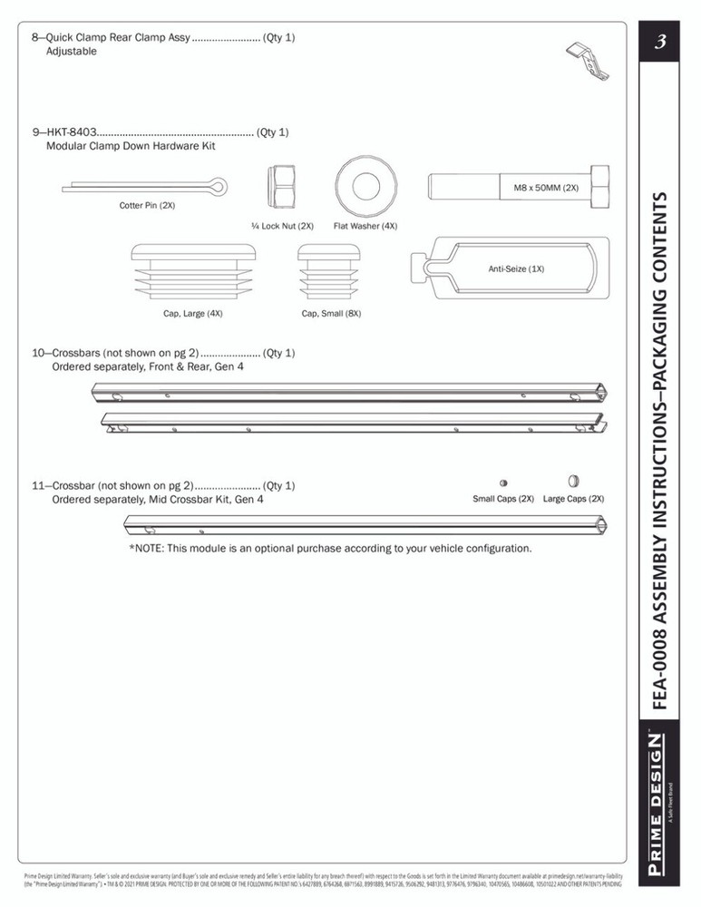 Prime Design FEA-0008 Clamp Down Feature Kit