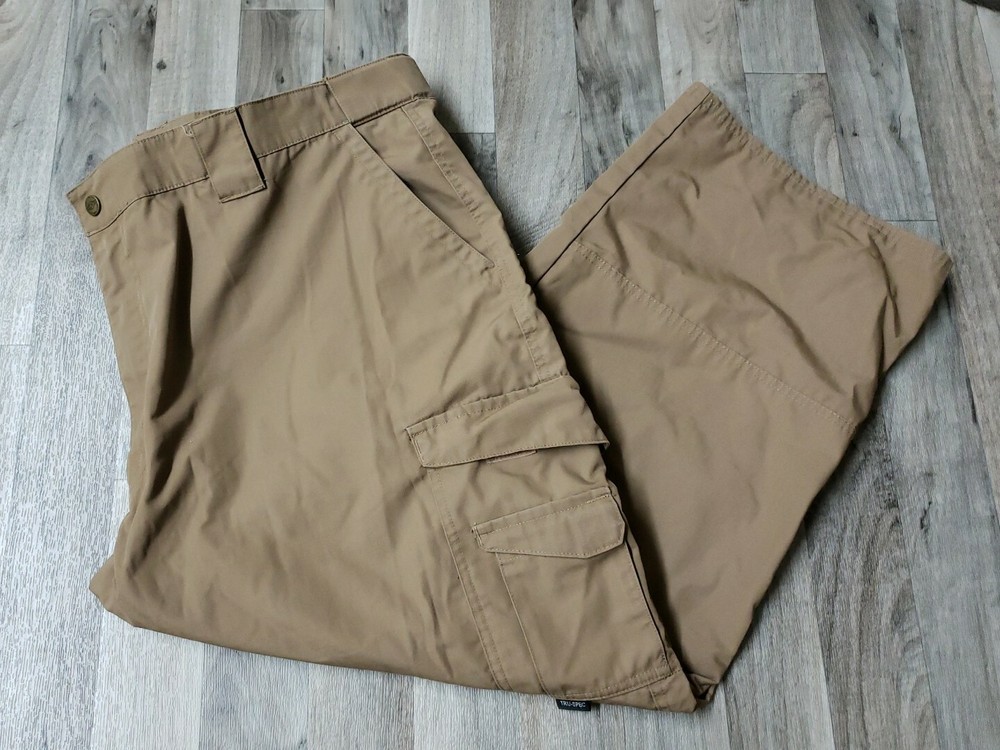 TRU-SPEC MENS BROWN TAN TACTICAL SHOOTING CARGO ADJUSTABLE PANTS SIZE 48