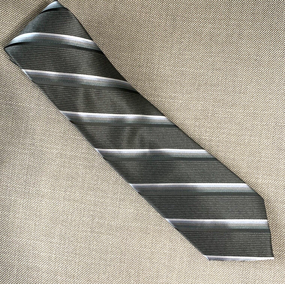 Perry Ellis Men's Neck Tie Abbott Stripe Classic Black NWT