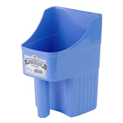 3 Quart Plastic Enclosed Feed Scoop, Blue