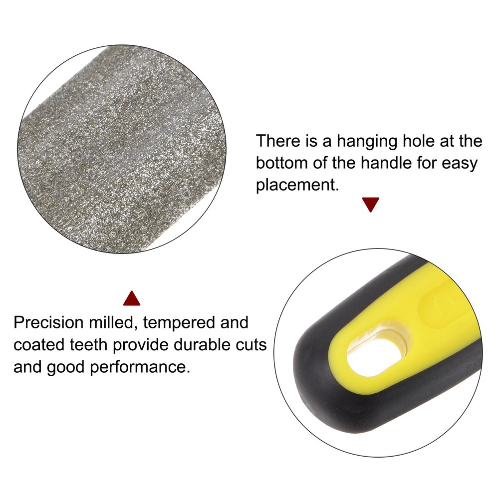 Diamond Coated File 10 Inch 80 Grits Half Round Files Tools with Plastic Handle