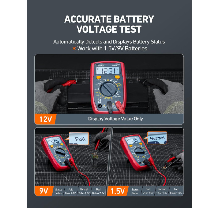 AstroAI Digital Multimeter Tester 2000 Counts with DC AC Voltmeter and Blue