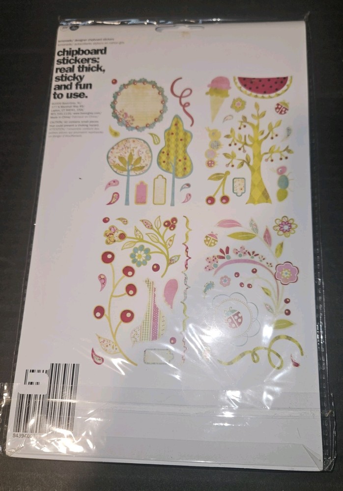 Basic Grey Designer Chipboard Real Thick & Sticky Chip Stickers 4pgs