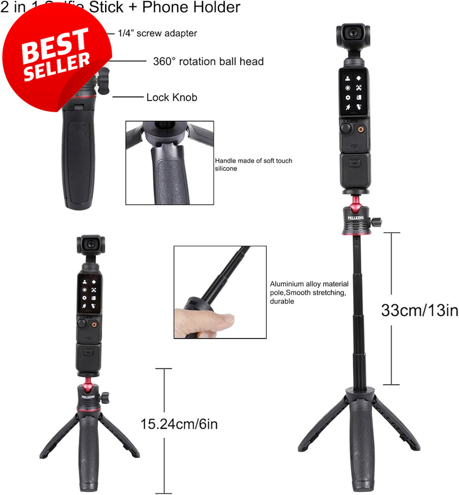 DJI Osmo Pocket 3 Accessories Kit Case Tripod Mount Strap Screen Protector - US