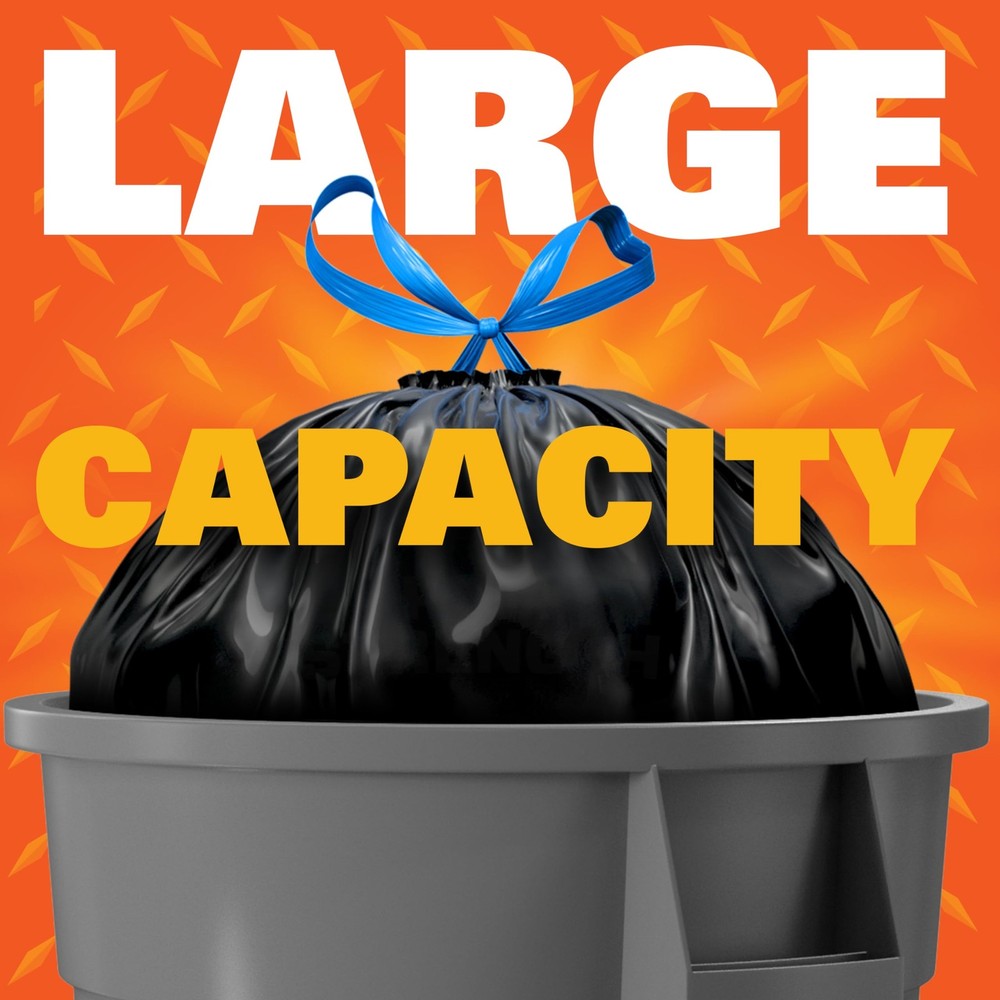 Hefty Strong Large Multipurpose Trash Bags, Unscented, 30 Gallon, 56 Count