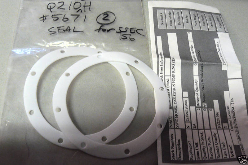2 NEW SSEC 12801008A PUMP RING SEALS FOR 156E SIPHON