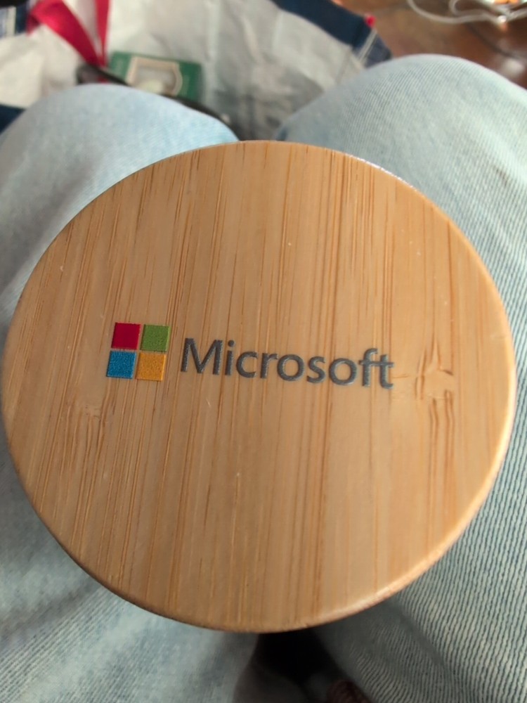 Vintage MICROSOFT CERAMIC WATER BOTTLE Bamboo Lid Rare
