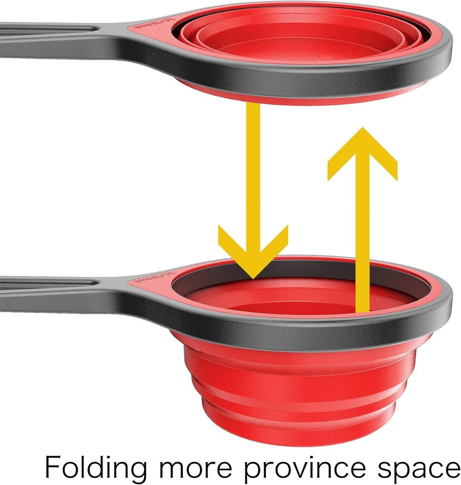 Kaptron Tools Spoons and Collapsible Measuring Cups Set 8 Pieces, Multiple Sizes