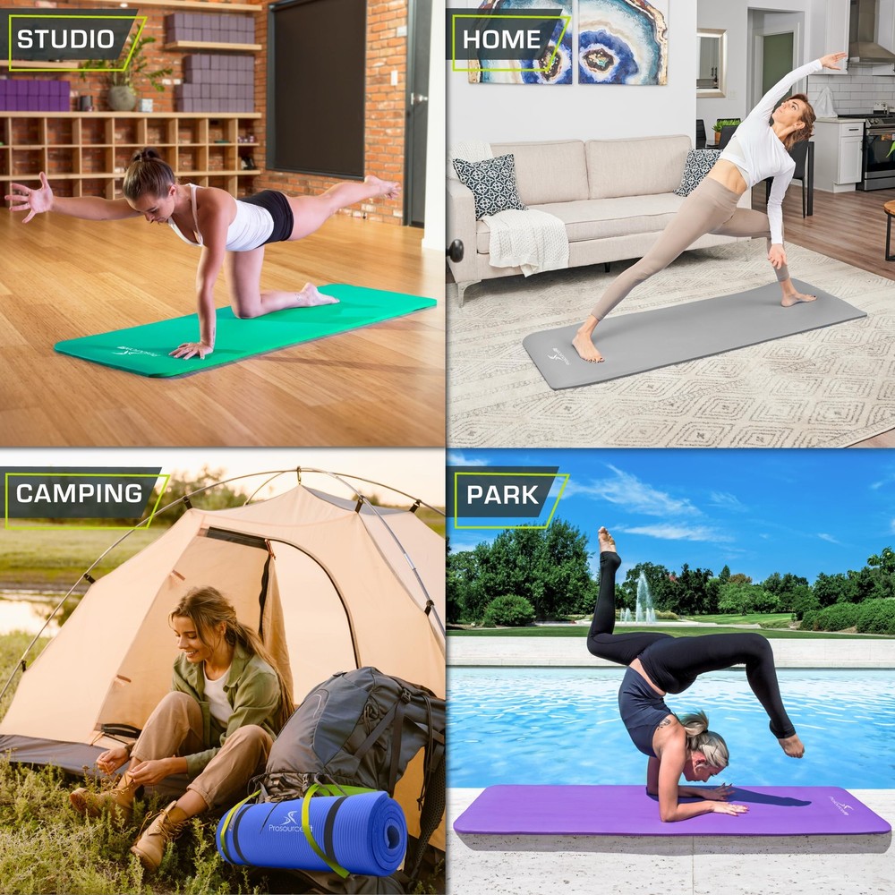 ProsourceFit Extra Thick Yoga Pilates Mat ½" 71" Long High Density Exercise