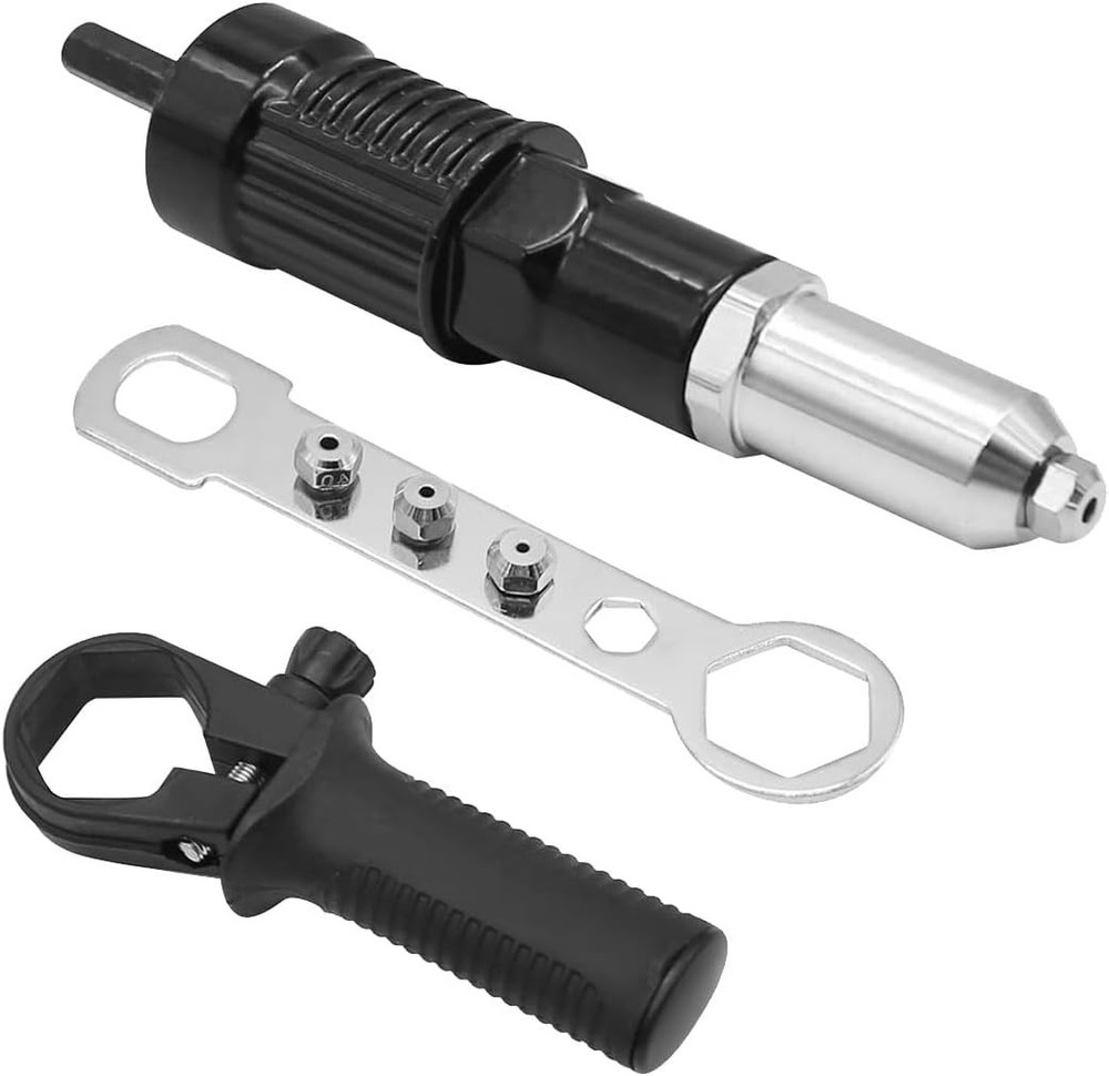 Pop Rivet Gun Adapter Kit, Drill Attachment with 4 Rivets Heads...