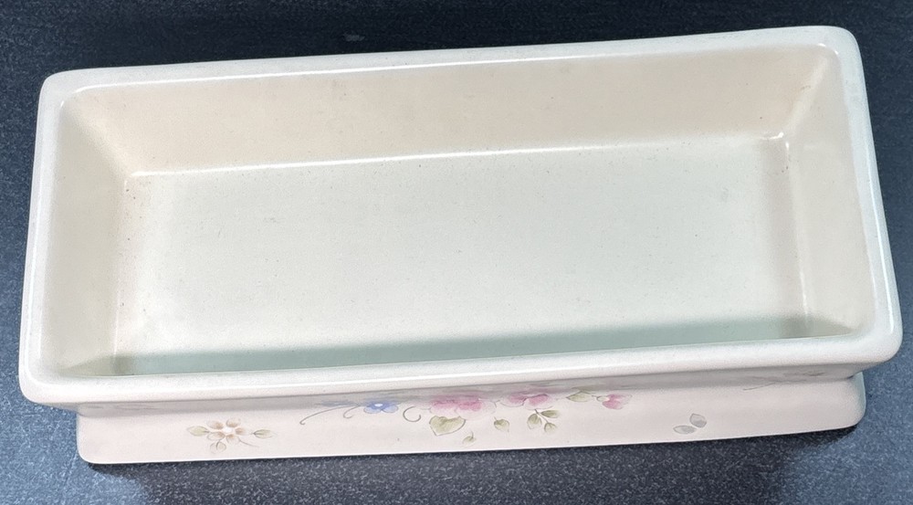 Pfaltzgraff Tea Rose Stoneware Rectangle 4 Wick Brick Candle Holder