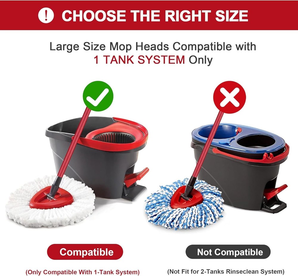4 Pack Mop Heads Replacements for Easy Wrin Spin System, Microfiber Refills,