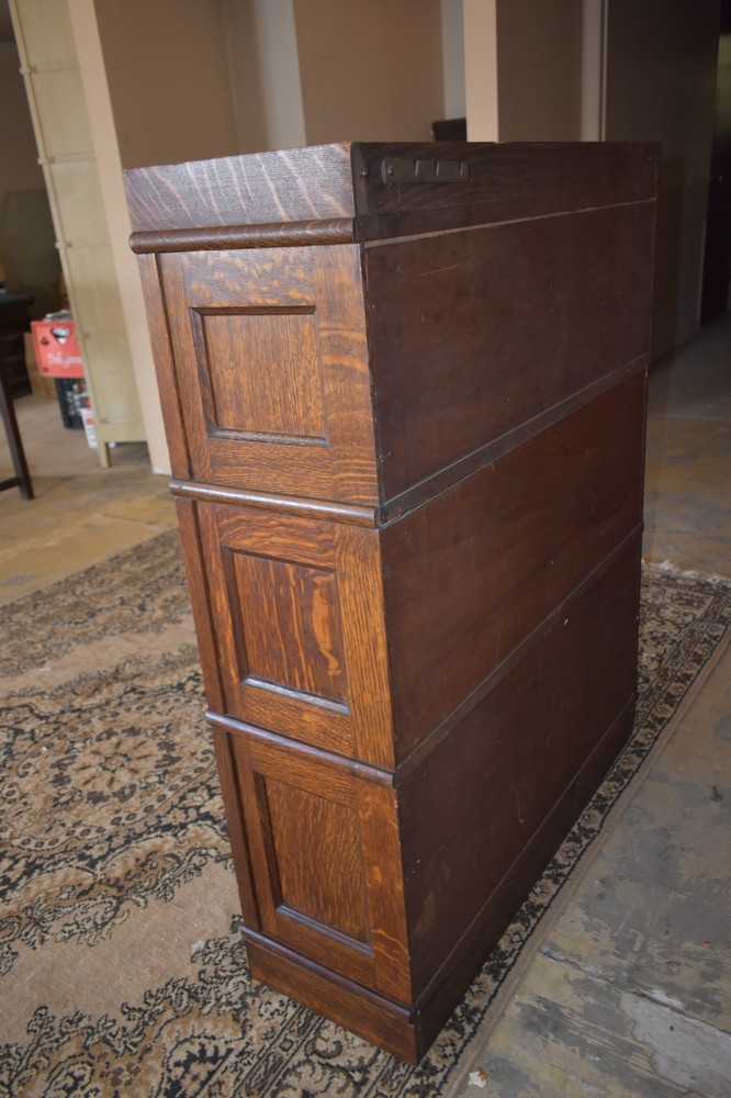 Macey Barrister Lawyer Bookcase 3 Stack Oak Sectional Display Case