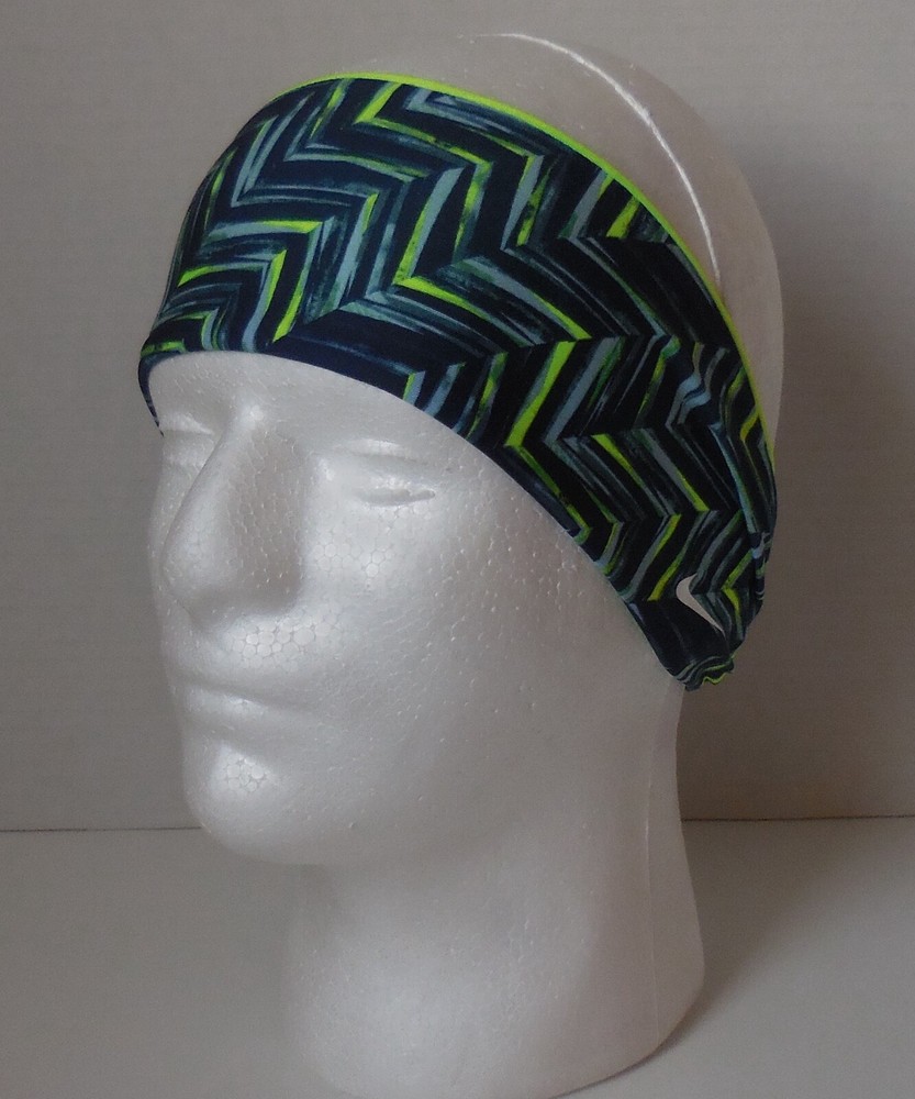 Nike Printed Dri-Fit Reversible Headband Volt/Mica Blue/White