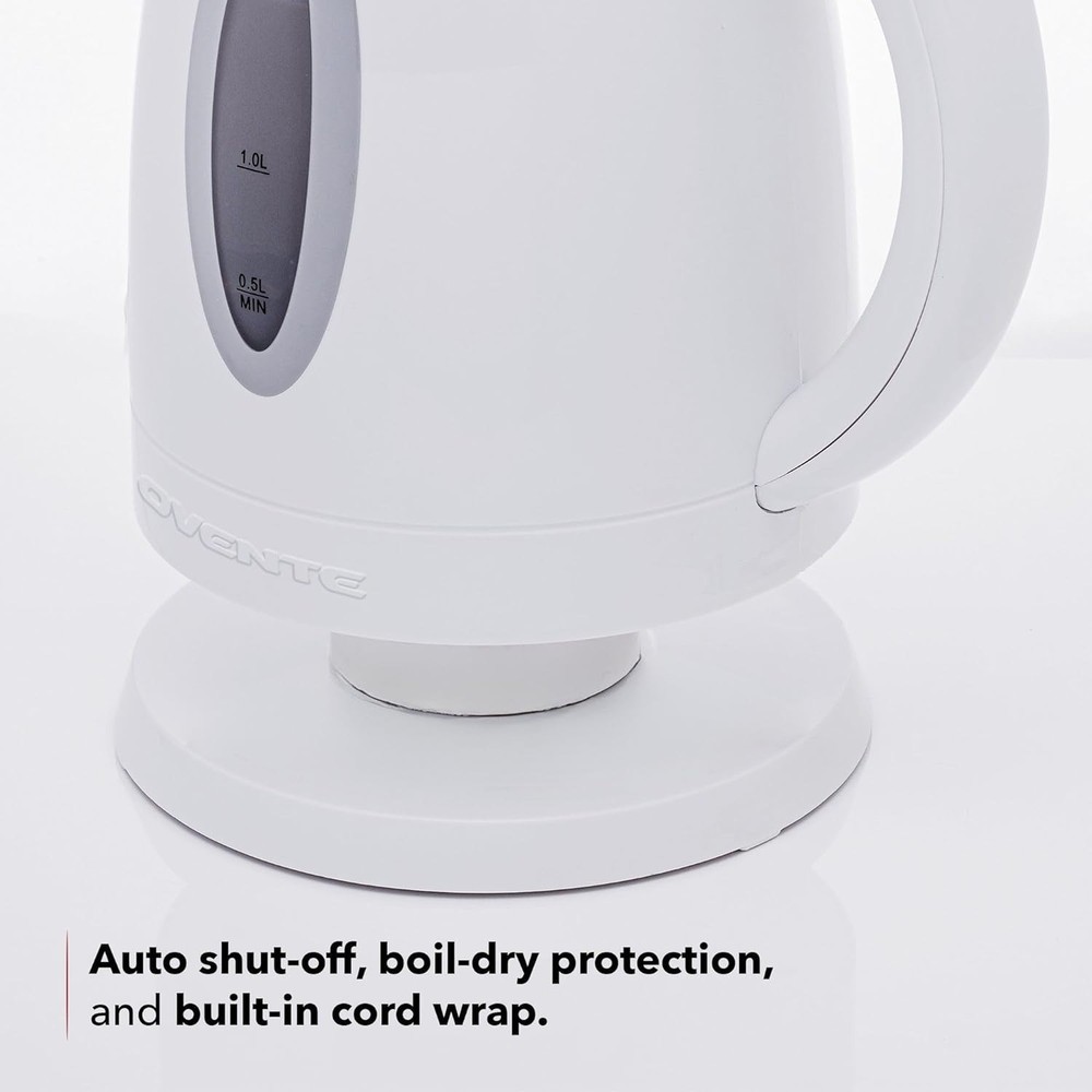 Efficient 1.7L White Electric Kettle with Removable Filter & Safety Features