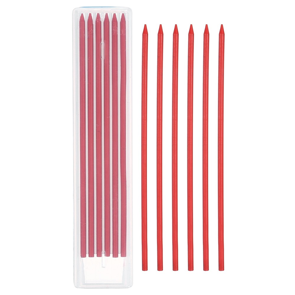 12Pcs 2.8mm Carpenter Pencil Refill, Solid Dry Pencil Refill, Red