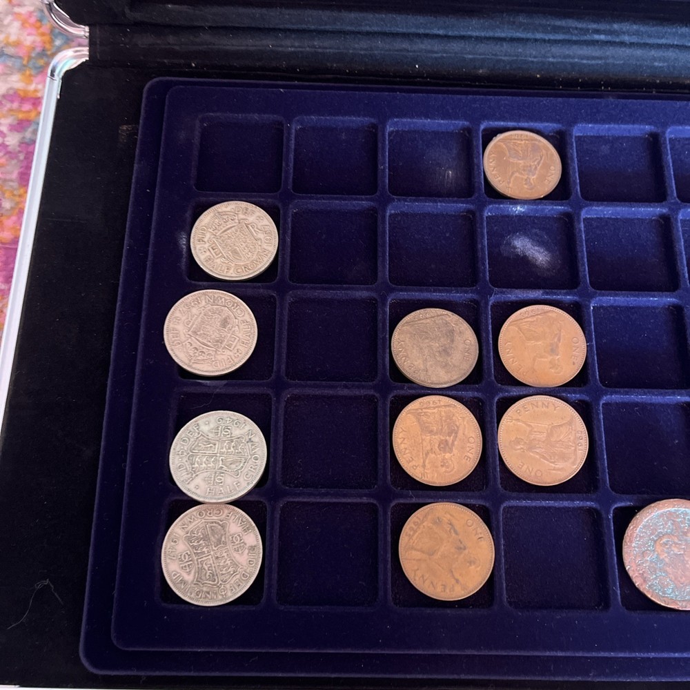 Large coin collection in case