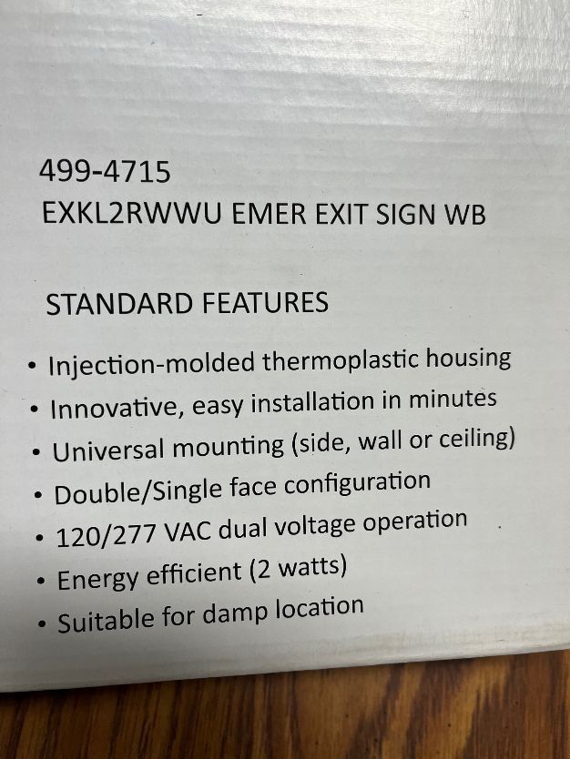 UL Listed Red White LED Exit Sign Double Face 120-277 VAC Fire Exit Signs