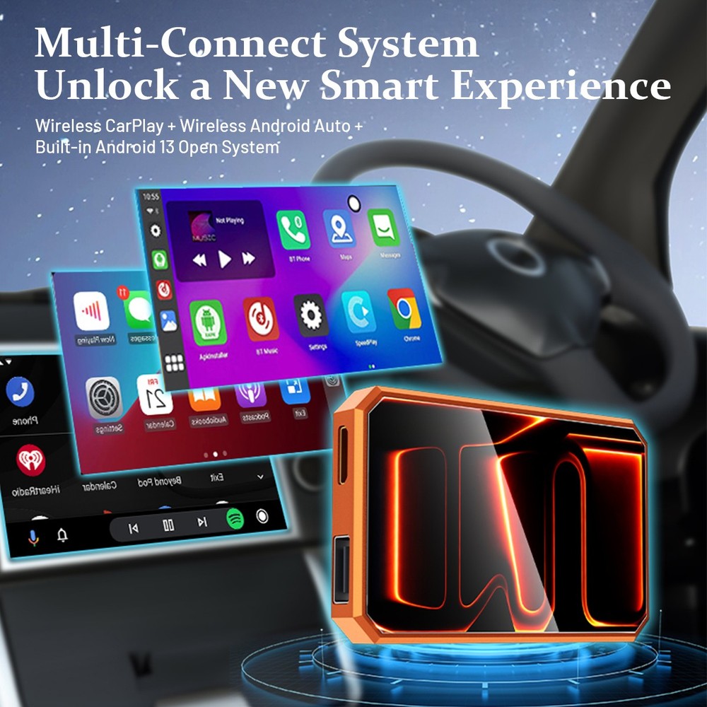 New Wireless CarPlay Android Auto Adapter w/ Android 13 System 4K HDMI Output