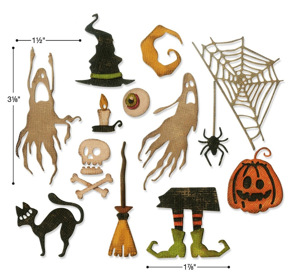 Sizzix Thinlits Frightful Things #664209 17pk set Retail $24.99 Tim Holtz