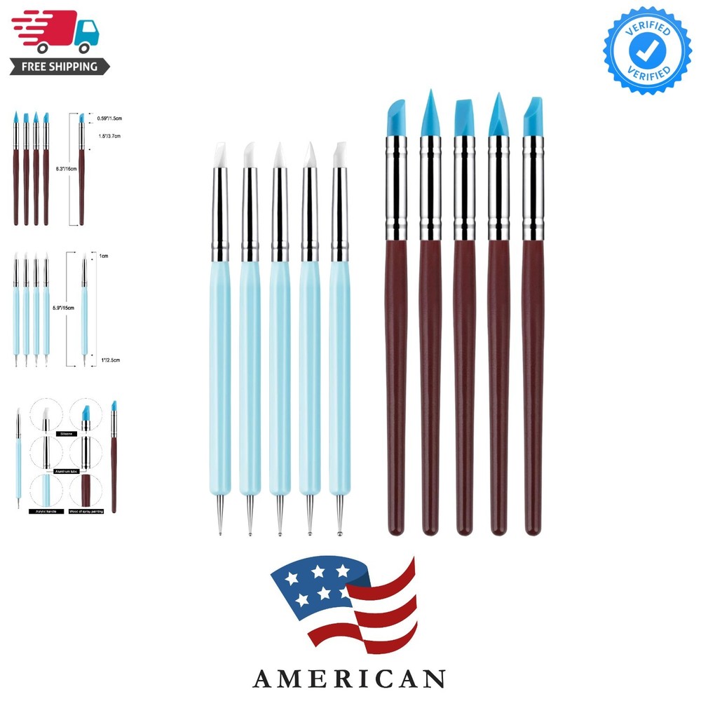 10Pcs Silicone Clay Sculpting Tool, Modeling Dotting Tool& Pottery Craft use ...