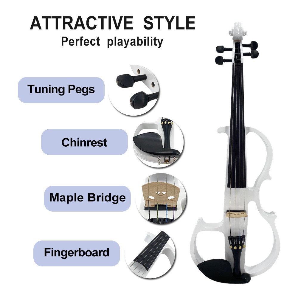 4 String Electric Viola 16 Inch Size Silent Style with Beginner Accessories