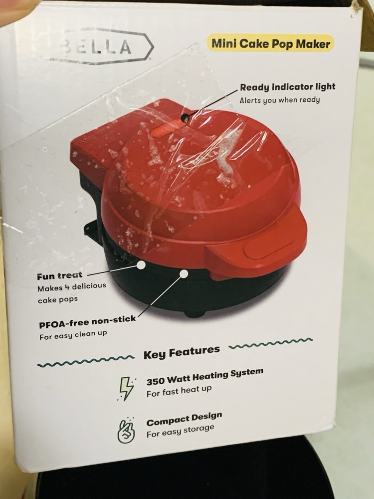 Bella Mini Cake Pop Maker Red Nonstick Cooking Tested