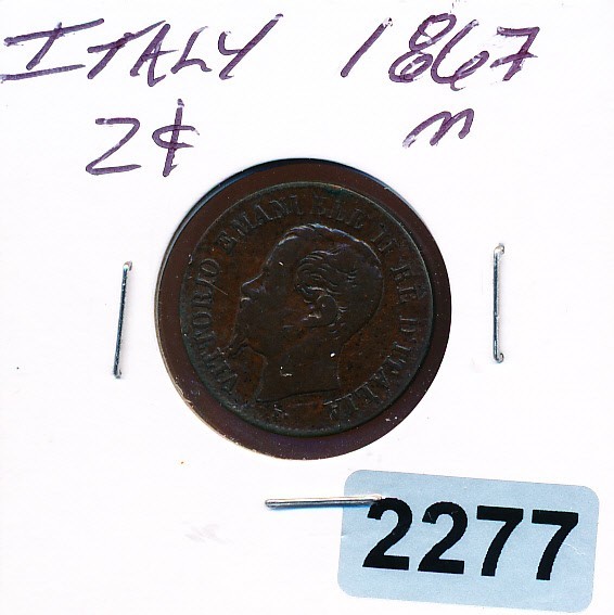 ITALY - 2  CENTIMES - 1867-M - #2277