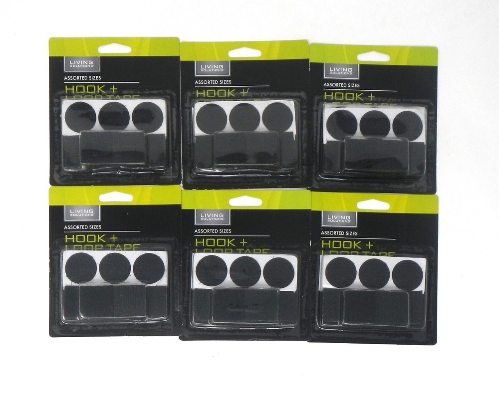 Living Solutions WIC148757 Assorted Sizes Hook & Loop Tape 6 Packages