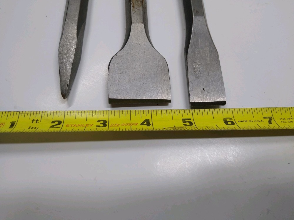 3 Rotary Hammer Drill Chisel Bits Point Flat Blade Concrete Cement Tools