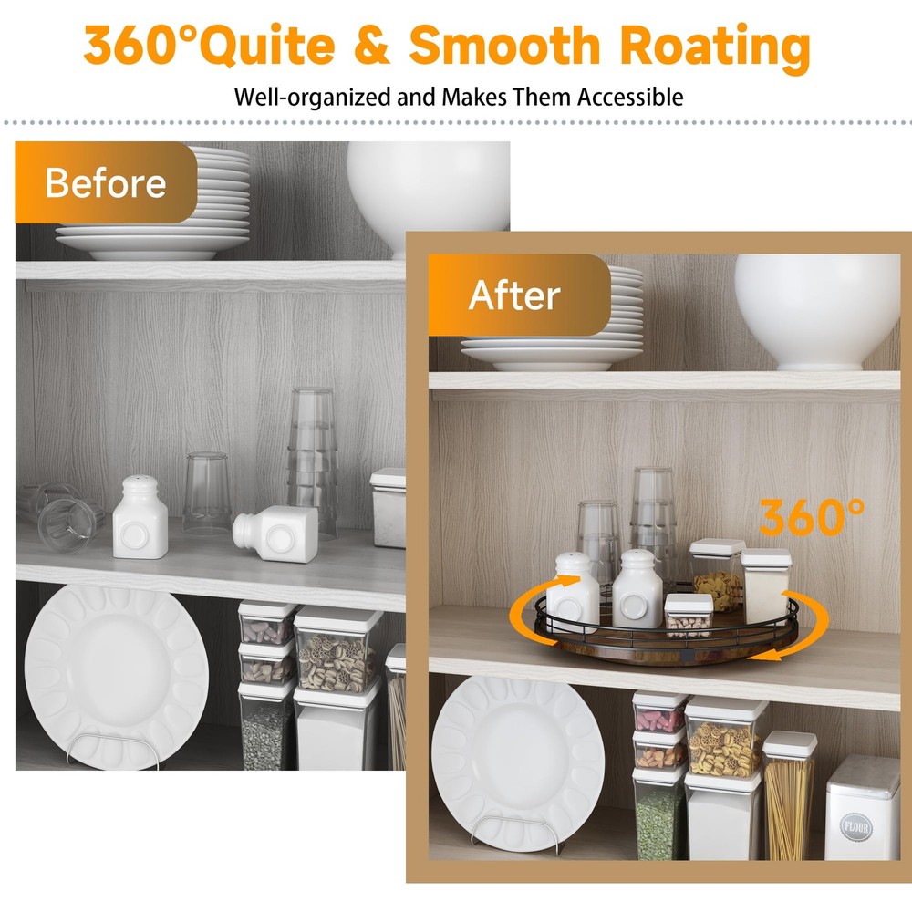 Extra Large Round Oak Lazy Susan for Dining Table Kitchen Storage Solutions