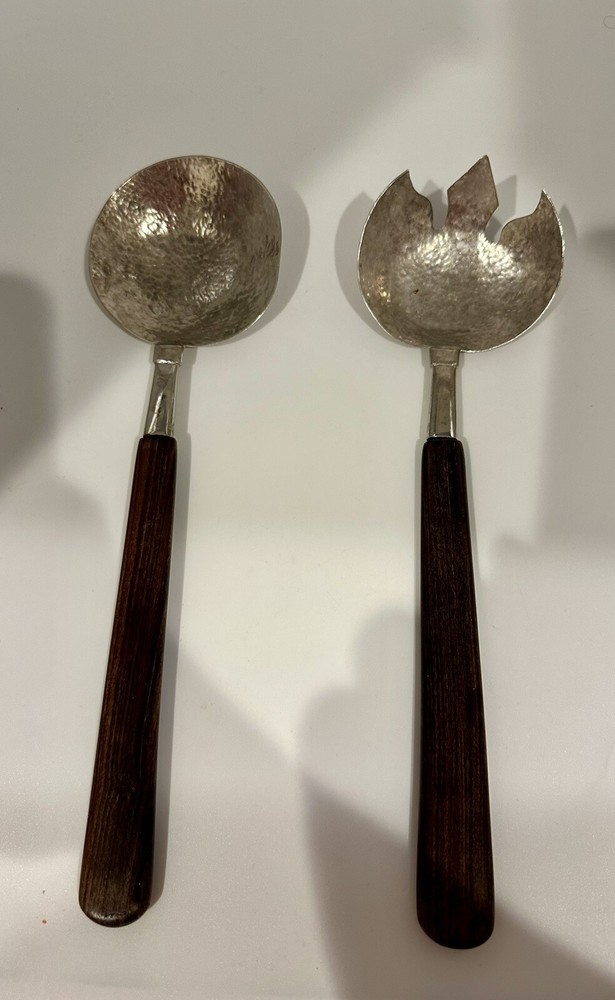 Sterling Silver 950 Salad Serving Spoons from Peru