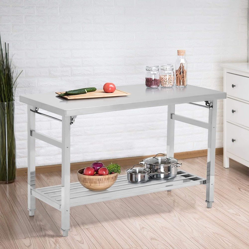 Stainless Steel 48"x24" NSF Kitchen Work Prep Table Folding Restaurant Worktable