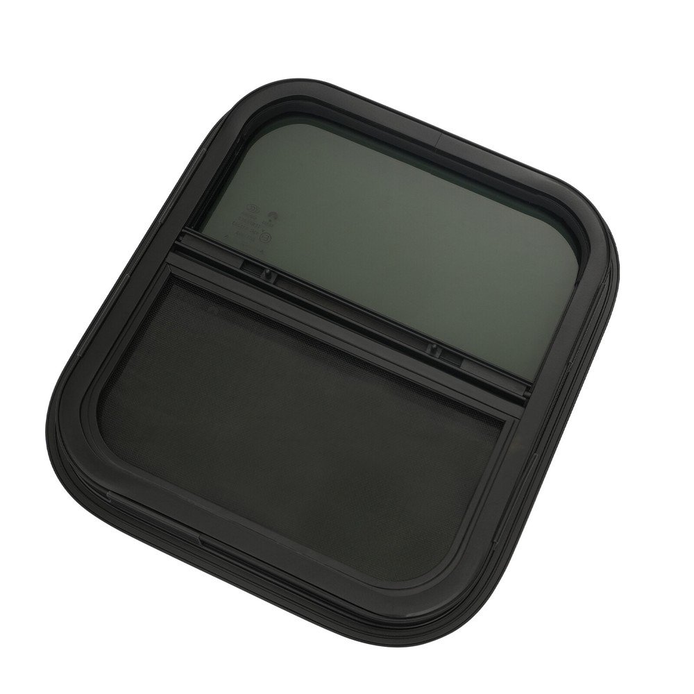 14"x16" Black Universal RV Window Vertical Sliding Window Replacement +Trim Ring
