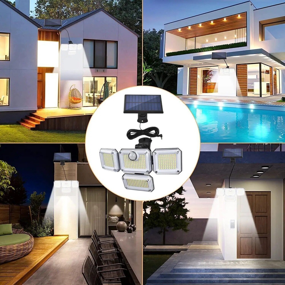 4 Pack Solar Lights Outdoor 5000LM Waterproof Motion Sensor Security Wall Lamp